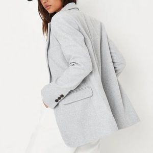 Missguided Grey Boyfriend Blazer Coat